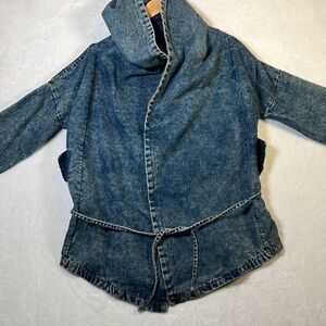 Madein Denim kimono vintage retro‎ style jacket w/ hood - Women Large